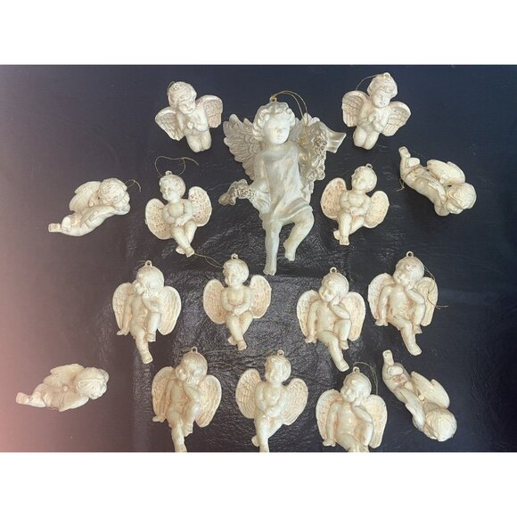 Lot 16 CHERUB Angels Ornament Hollow Plastic Mold Victorian Style Christmas Tree - Picture 7 of 13